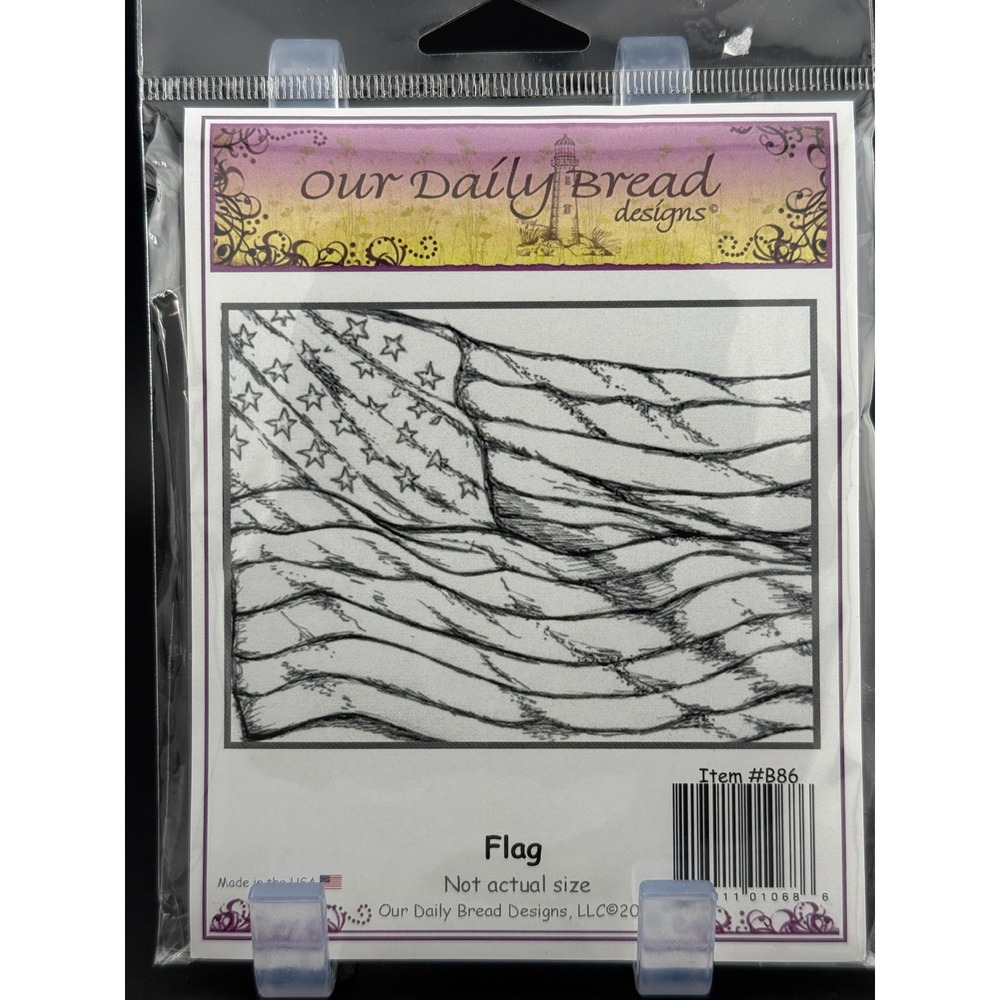 Our Daily Bread Designs Flag Cling Rubber Stamp Patriotic USA B86 American Flag